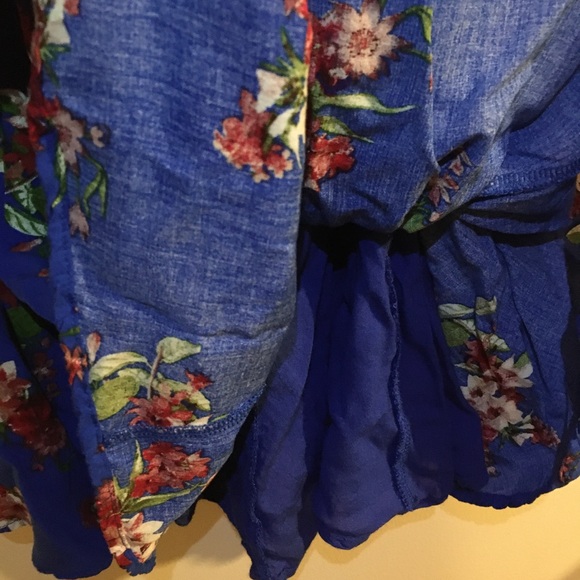 Lulu’s Royal Blue Floral Print Mini Dress Skater - Picture 8 of 8